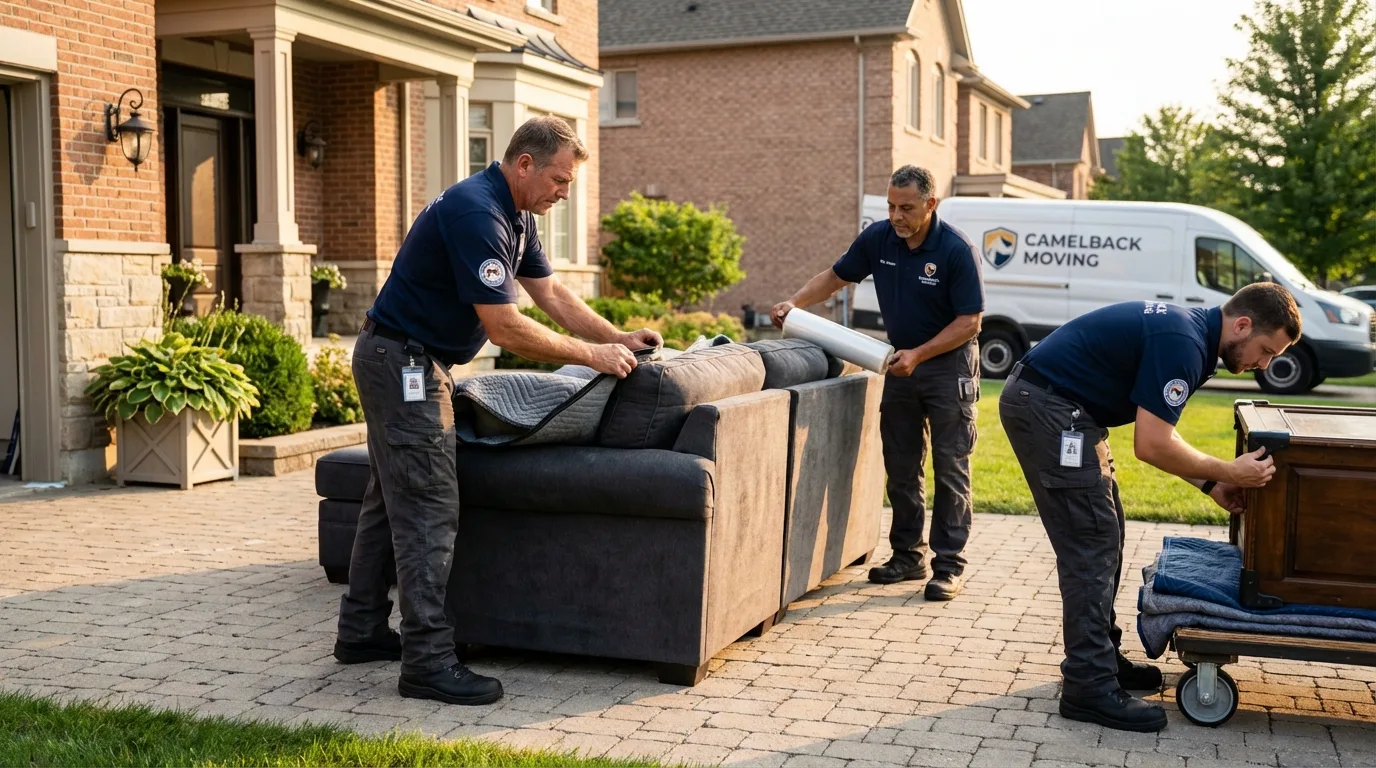 Large estate moving crew wrapping furniture in Pleasant Grove, UT