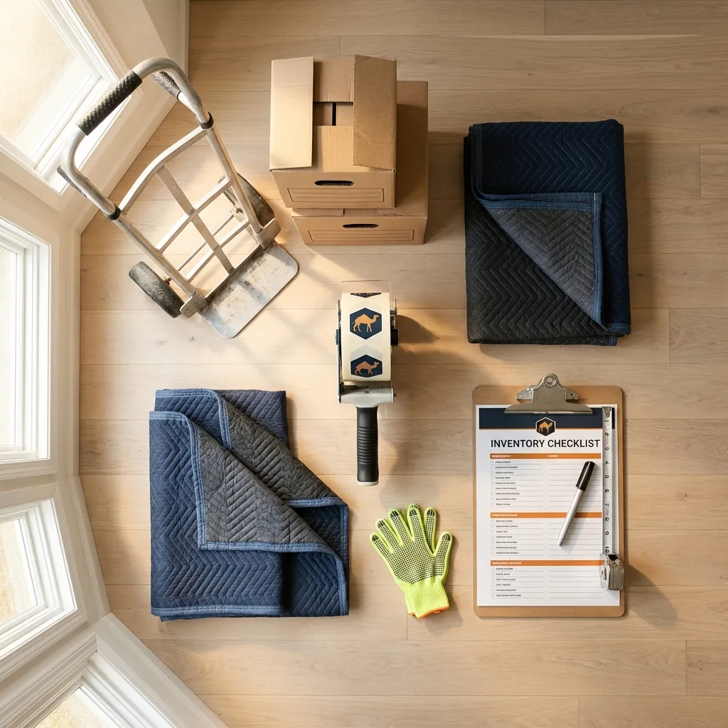 Professional moving supplies and packing materials layout for Pleasant Grove residential relocations